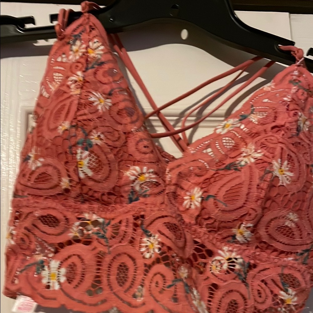 PINK Victoria's Secret Coral Lace Bralette